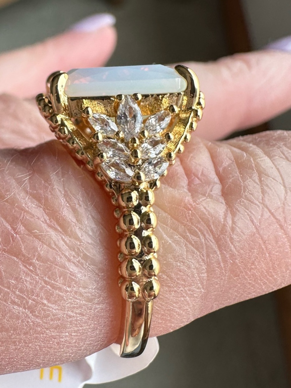 Bomb Party Gold and Moonstone GOT Game of Thrones Ring Size 7 - Picture 4 of 7
